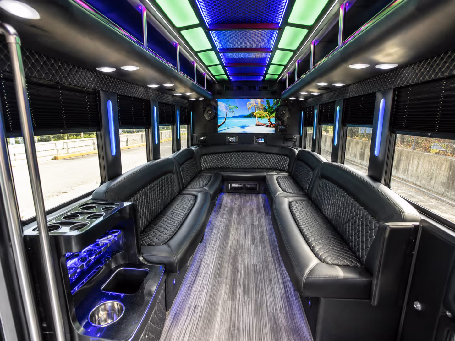 salt lake city 18 passenger party bus inside