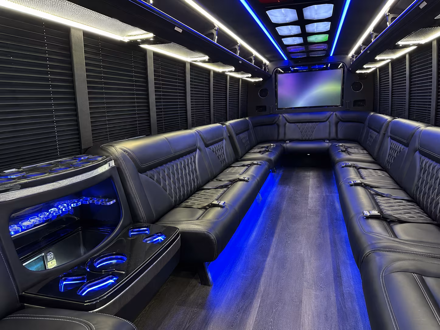 salt lake city 20 passenger party bus inside