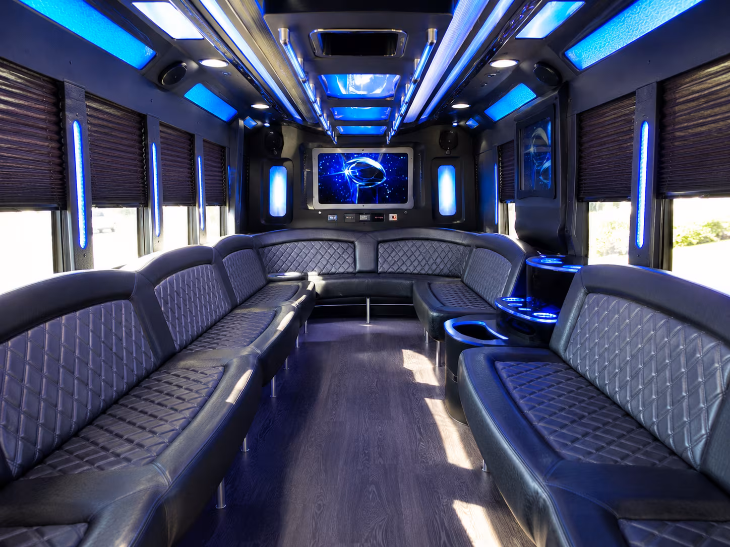 salt lake city 28 passenger party bus inside